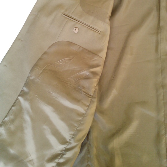 Camel Tan Corduroy Soprano Suit Blazer Peacoat Single-Breasted Sport Jacket Silk - Picture 6 of 8